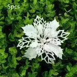 Glitter Artifical Christmas Flowers Christmas Tree Decorations For Home Fake Flowers Xmas Ornaments New Year Decor - EX-STOCK CANADA