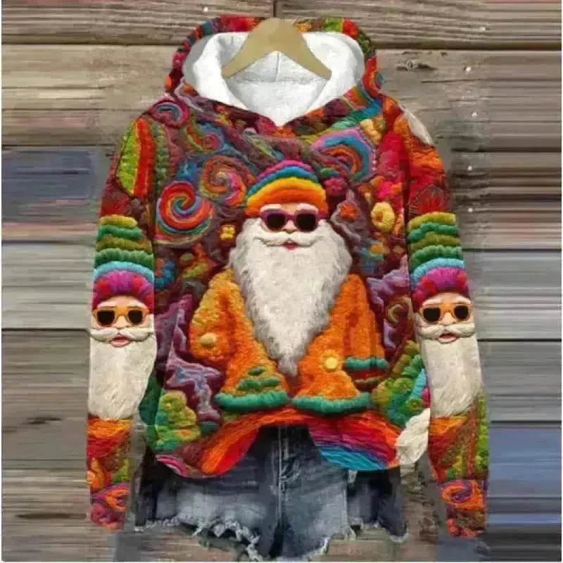 Print Christmas Holiday Casual Hoodie Sweater Pullover - EX-STOCK CANADA
