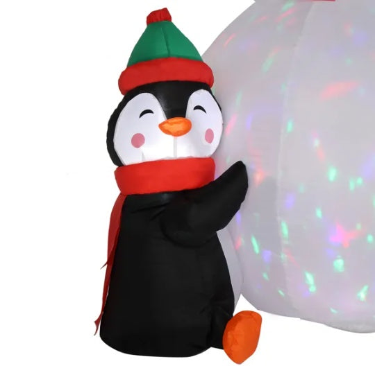 6ft With 3 Penguins, 4 Light Strings, 1 Colorful Rotating Light, Inflatable, Garden Snowman Decoration EX-STOCK Canada 