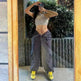 Solid Color High-waisted Zipper V Loose Straight Pocket Street fashion Cargo Pants Women - EX-STOCK CANADA