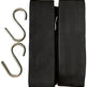 Two black woven webbing straps with silver metal S-hooks, shown on a plain white background.
