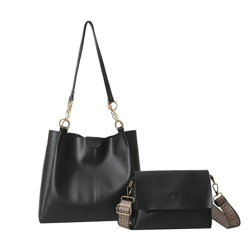 Two-piece Set Large Capacity Leather Totes shoulder Work Commuter Bag - EX-STOCK CANADA