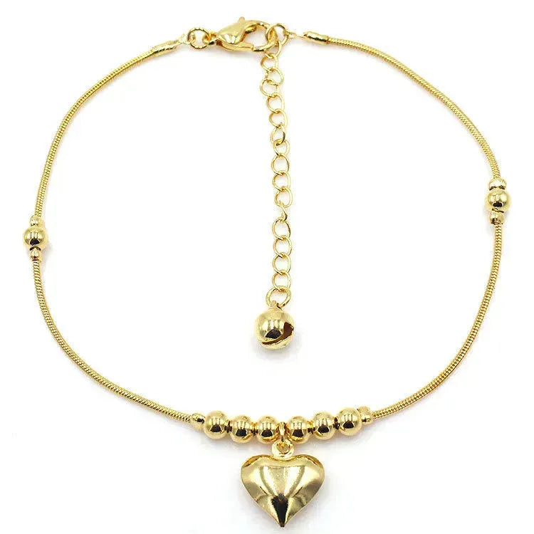 Fashionable Golden Heart-shaped Pendant Anklet - EX-STOCK CANADA