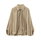 Women's Loose Pleated Zip-Front Jacket – Balloon Sleeves, 6 Colours | Sizes XS–XL