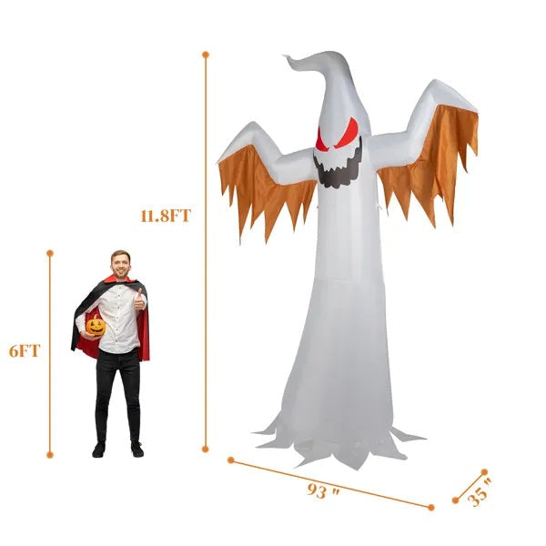 12ft 4pcs LED Lights Giant Scary Ghost Flames And Flashing Red Eyes Inflatable Halloween Decoration EX-STOCK