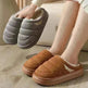 Fashion Solid Plush Slipper Winter Warm Indoor Floor Bedroom Home Slippers For Couple Thick-soled House Shoes Women Men - EX-STOCK CANADA