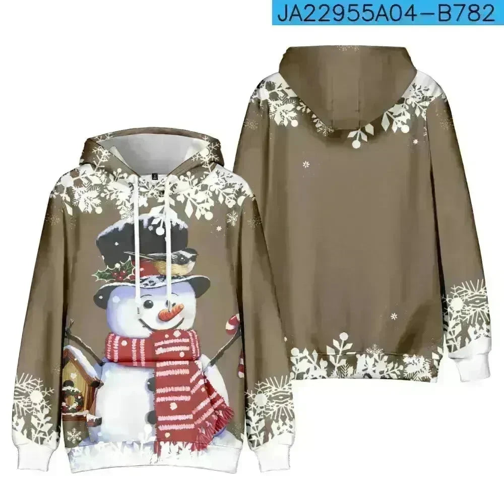 Christmas Snowman Personalized Printed Hoodie Sweatshirts - EX-STOCK CANADA