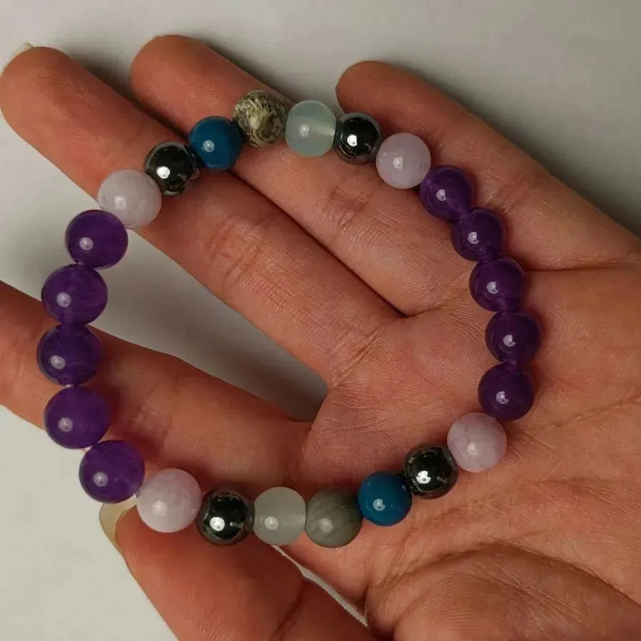 Boho Style 8 mm Bracelet de pierre précieuse perlée Unisexe