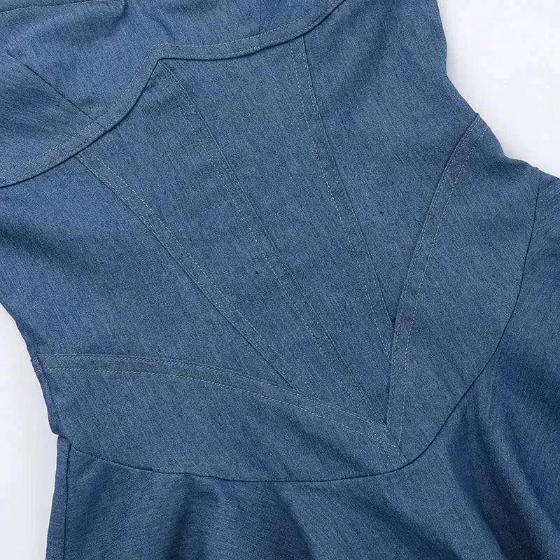 Fashion Tube Top Denim short mini Dress for Club - EX-STOCK CANADA