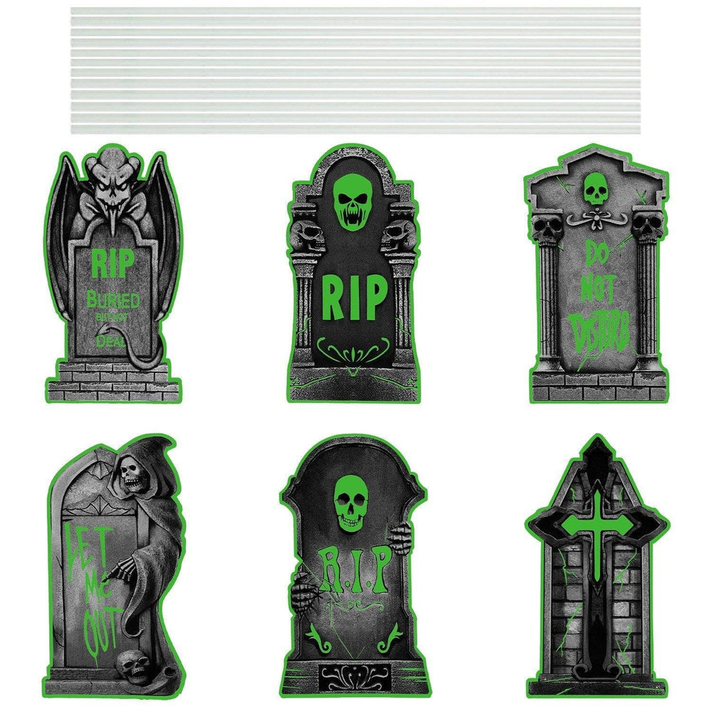 6Pcs Skull Or 6Pcs Tomb Or 5Pcs Black Cat Halloween Yard Sign Decorations Glow In The Dark For Haunted House Garden Yard And Scary Theme Party - EX-STOCK Canada