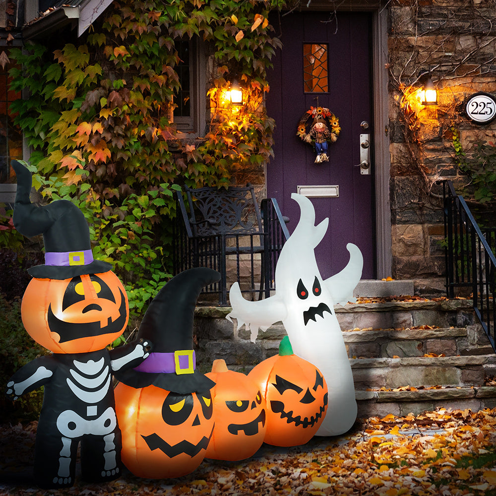 7.5ft Inflatable Halloween Pumpkin Ghost Family, Blow Up LED Display For Garden Indoor Outdoor EX-STOCK