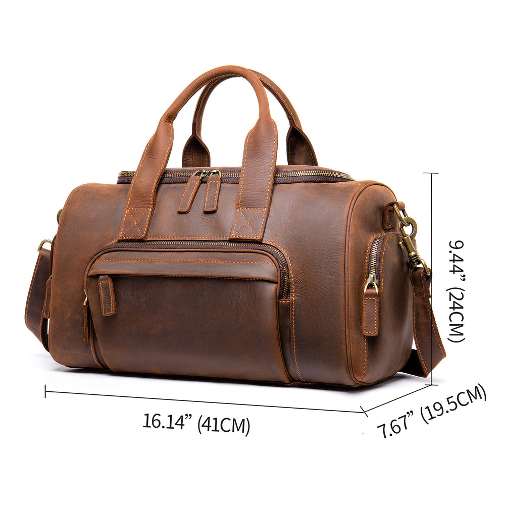 New Leather Handmade Retro Leather Men's Hand Luggage Bag Large Capacity | EX-STOCK Canada 