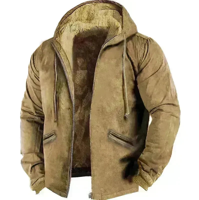 Winter Thick Fleece-lined Cotton-padded Coat Drawstring Jacket Cardigan for Men - EX-STOCK CANADA
