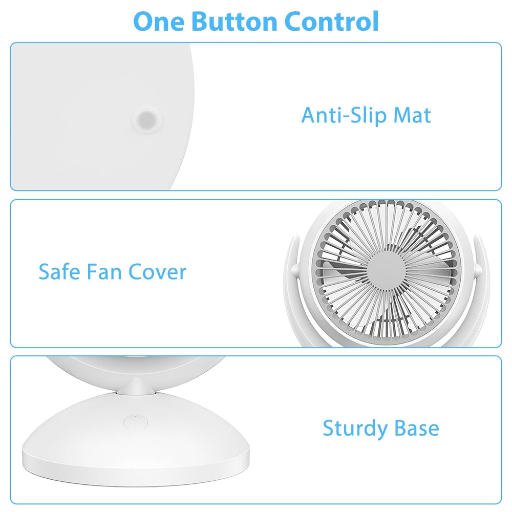 Air Circulator Desk Fan Portable Desktop Rechargeable Oscillating Fan With 4 Speeds 360 Degree Tilt Head Automatic Rotation Quiet 40dB Table Fan For Home Office Bedroom EX-STOCK