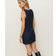 French Fashion Round Neck Slim Fit Denim Sleeveless Dress 