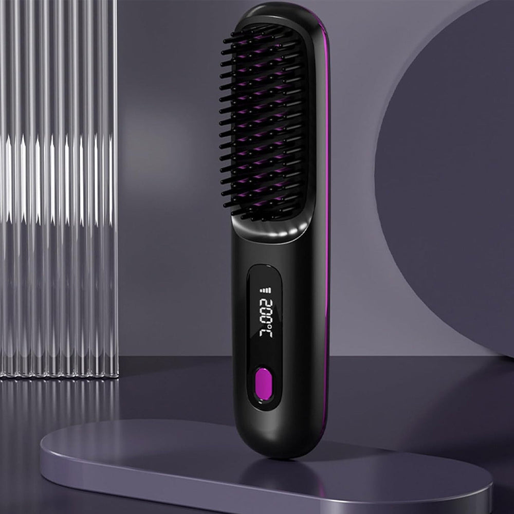S7 Portable Cordless Hair Straightening Brush With LED Display - Lightweight Mini Negative Ion Hot Brush, USB Rechargeable Women's Travel Essentials Gift, Scald Protection EX-STOCK