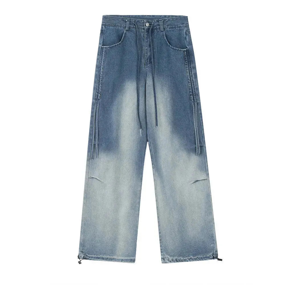 Gradient Tie-dye Straight-leg Denim Trousers Men Jeans - EX-STOCK CANADA