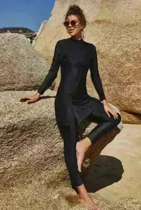 Pure Color Long-sleeved Trousers Fully Surrounded Conservative Beach Surfing Sunscreen ArabSwimsuit EX-STOCK