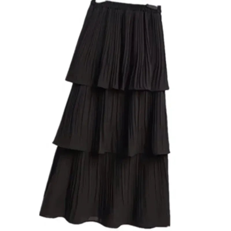 Women's Spring And Summer Chiffon layered Midi maxi Skirt - EX-STOCK CANADA