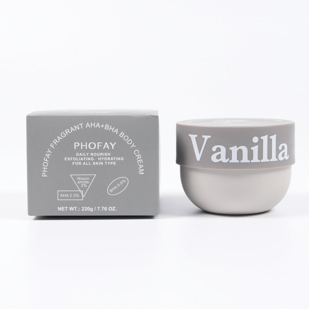 Phofay Vanilla body cream with packaging on a white background