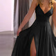 Elegant V Neck Summer Maxi Slit Dress Spaghetti Strap High Slit Long Dress EX-STOCK
