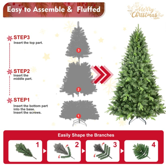 Artificial 6ft Green Christmas Tree With 1339PVC Hard Needle Mixed Branch Tips EX-STOCK Canada 