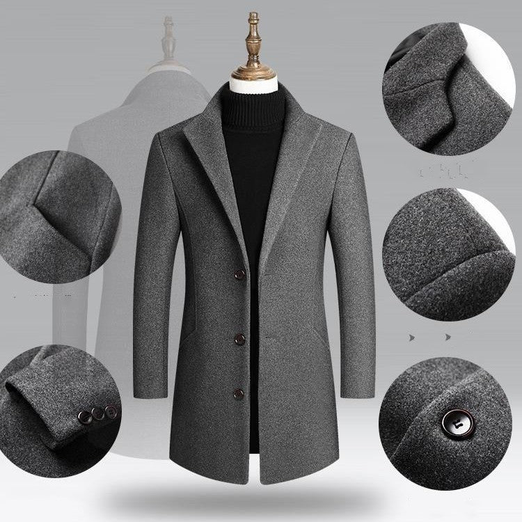 Autumn And Winter Woolen Trench Coat Men | EX-STOCK product gallery photo 2