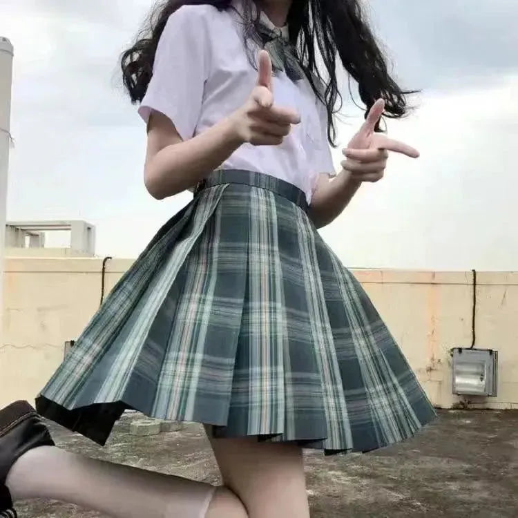 Student Jk Plaid Skirt Preppy Style Mini Pleated  Kilt Skirt - EX-STOCK CANADA