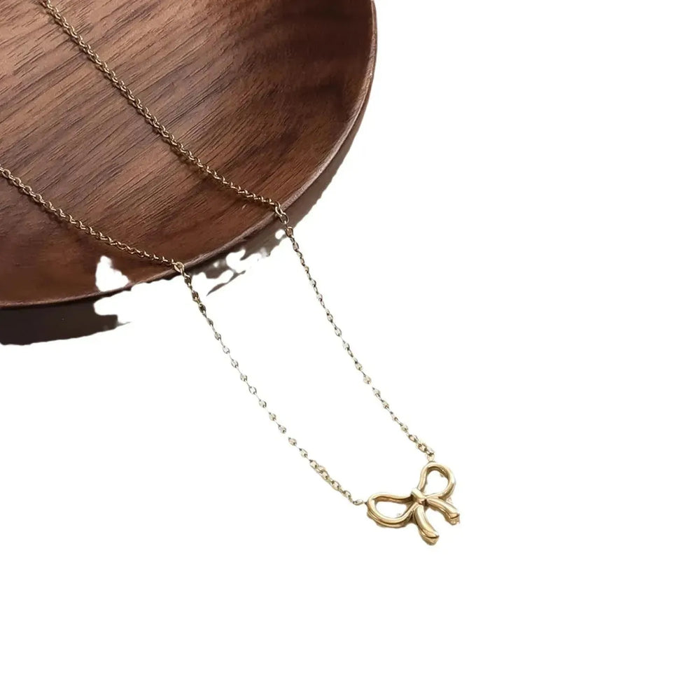 Simple Pearl Double Layer Choker Fashion Gold Color Necklaces Chain Small Bow Pendant Necklace Jewelry Gifts For Women Fashion Jewelry Valentine's Day Gifts - EX-STOCK CANADA
