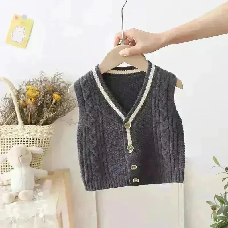 Children Knitted Chunky Sweater Outwear Vest kids - EX-STOCK CANADA