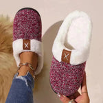 Zapatillas de peluche de invierno zapatillas de casa cálidas de fondo grueso para mujeres zapatillas de dormitorio de interior