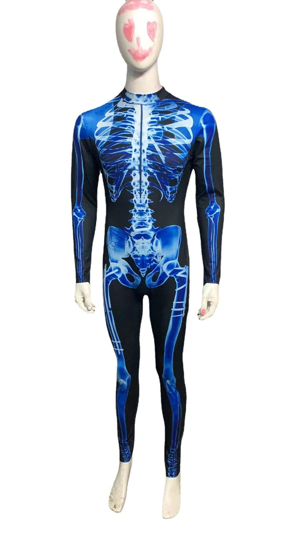 Halloween Long Sleeve Tights See-through Skeleton 3D Printed One-piece EX-STOCK