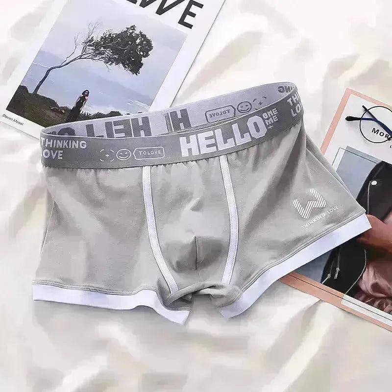Herren -Baumwollboxer -Briefs trendy atmungsaktive Unterwäsche mit niedriger Taille