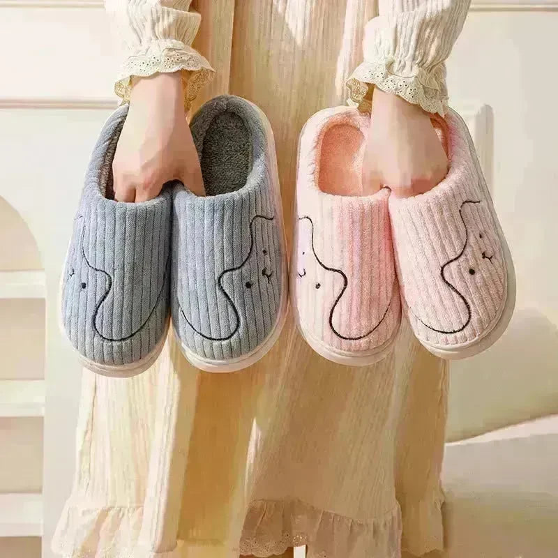 Striped Cat Slippers Indoor Couple Non-slip Floor Bedroom Slipper Winter Warm Plush House Shoes Women Men - EX-STOCK CANADA