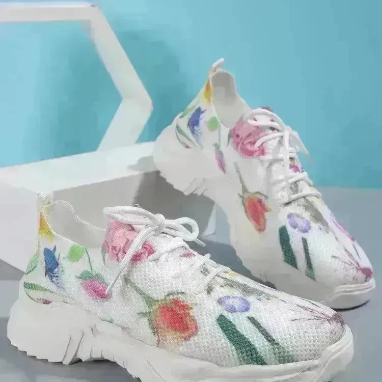 Flower Sports Running Shoes Women's Fashion Flat Sneakers - EX-STOCK CANADA