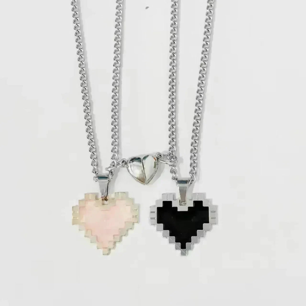 Magnetic Heart-shaped Mosaic Necklace Fashion Personality Couple Love Necklace For Valentine's Day - EX-STOCK CANADA