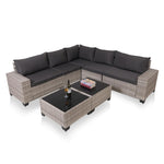 7-Piece Outdoor Patio Furniture Sets, All-Weather Wicker Rattan Sectional Sofa, Modern Two Glass Coffee Table And Washable Seat Cushion EX-STOCK Canada 
