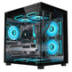 Computer case with blue LED lighting on a white background