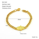 Números de brazalete de cadena de enlace cubano de acero inoxidable de moda