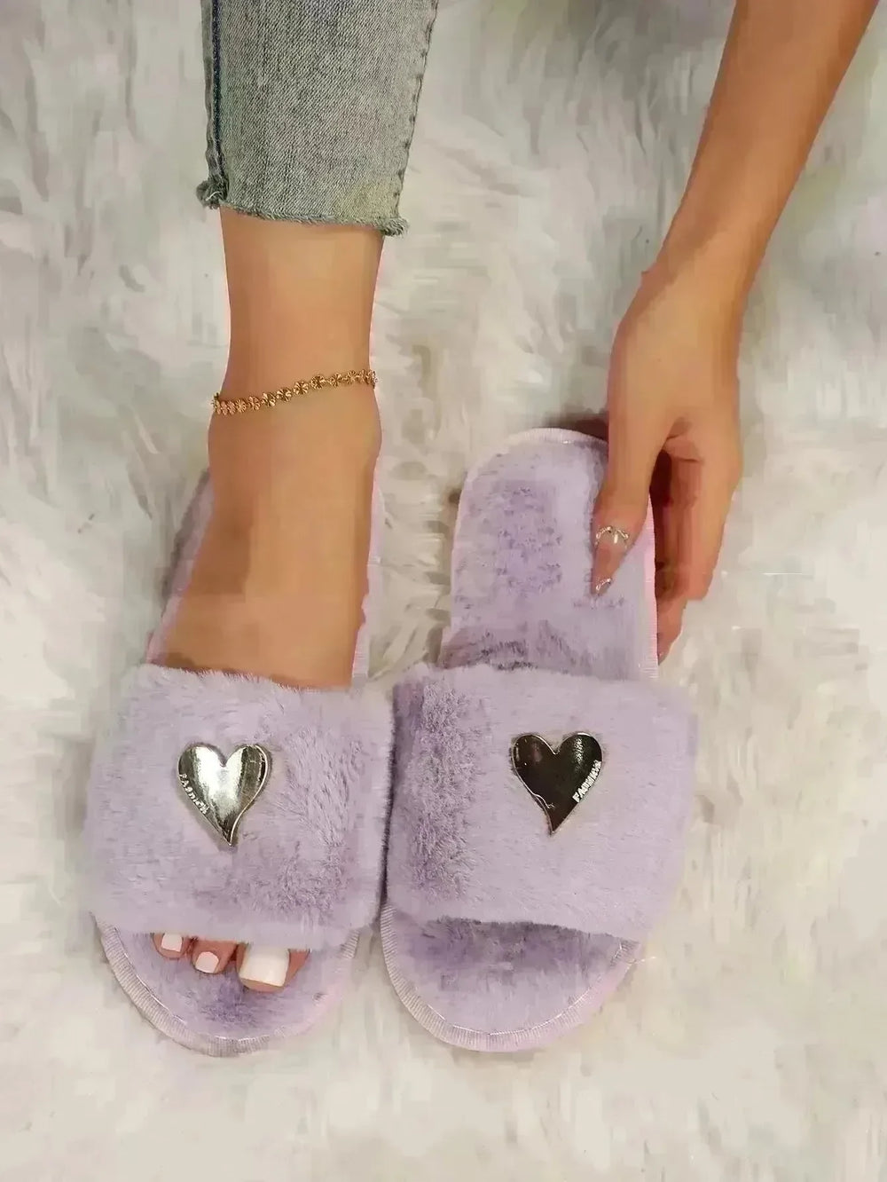 Fluffy Slipper Fall Winter Warm Home Fur Furry Slippers Women Plush Shoes Indoor House Fuzzy Flip Flops Female Padded Fleece Living Bedroom - EX-STOCK CANADA