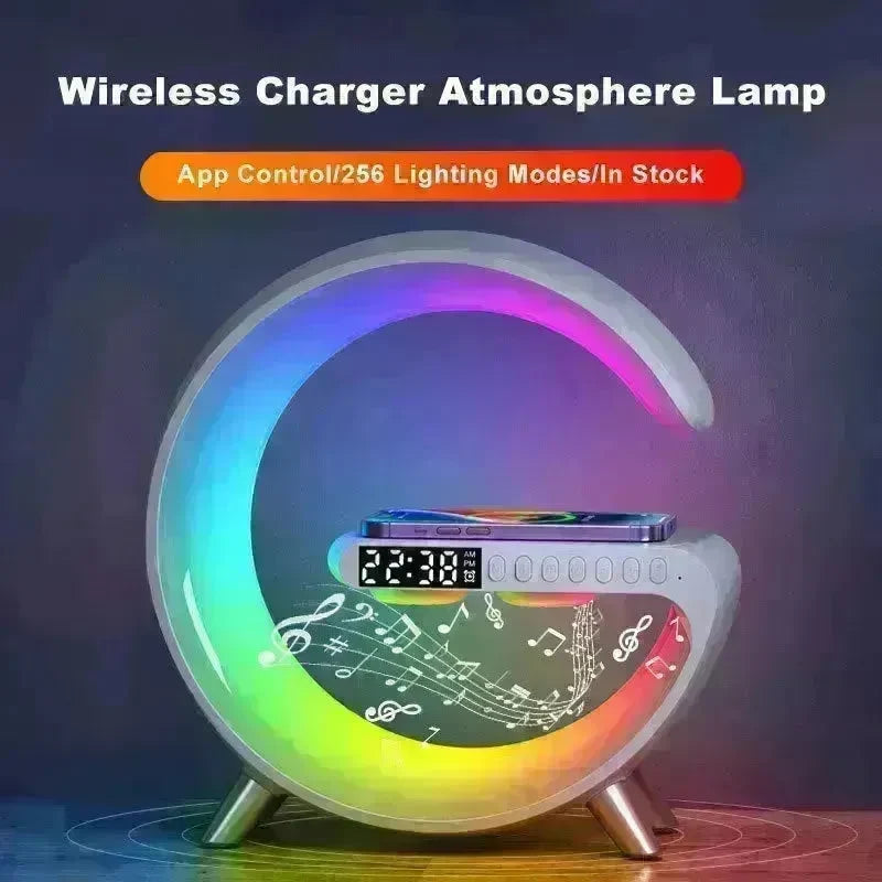 G shaped Wireless Phone Charging Night LED Lamp Bluetooth Speaker - EX-STOCK CANADA