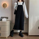 Student Denim Shoulder Strap Spring And Autumn Plus Size Mid-length Sling Black Denim Jumper Dress - EX-STOCK CANADA