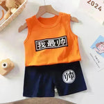 New Vest Suit Cotton Sleeveless Boy Summer Clothing Vest Two-piece Set  for boys