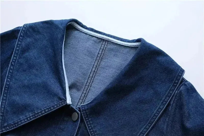 New Long Sleeve Button loose Denim Midi Dress Women - EX-STOCK CANADA