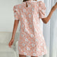 Women's Puff Sleeve A-Line Mini Dress Crew Neck Floral Casual Summer Dress EX-STOCK