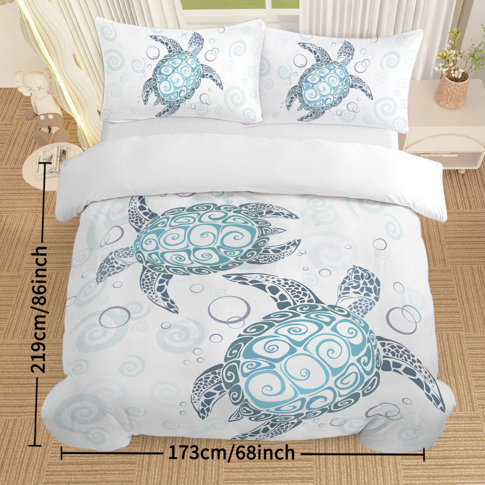 Sea Turtle Bedding Aqua Teal Blue Duvet Cover Sets Beach Turtle Bed Sets Ocean 3 Piece Turtle Themed Comforter Cover With 2 Pillowcases Twin Full Queen King Size EX-STOCK Canada 