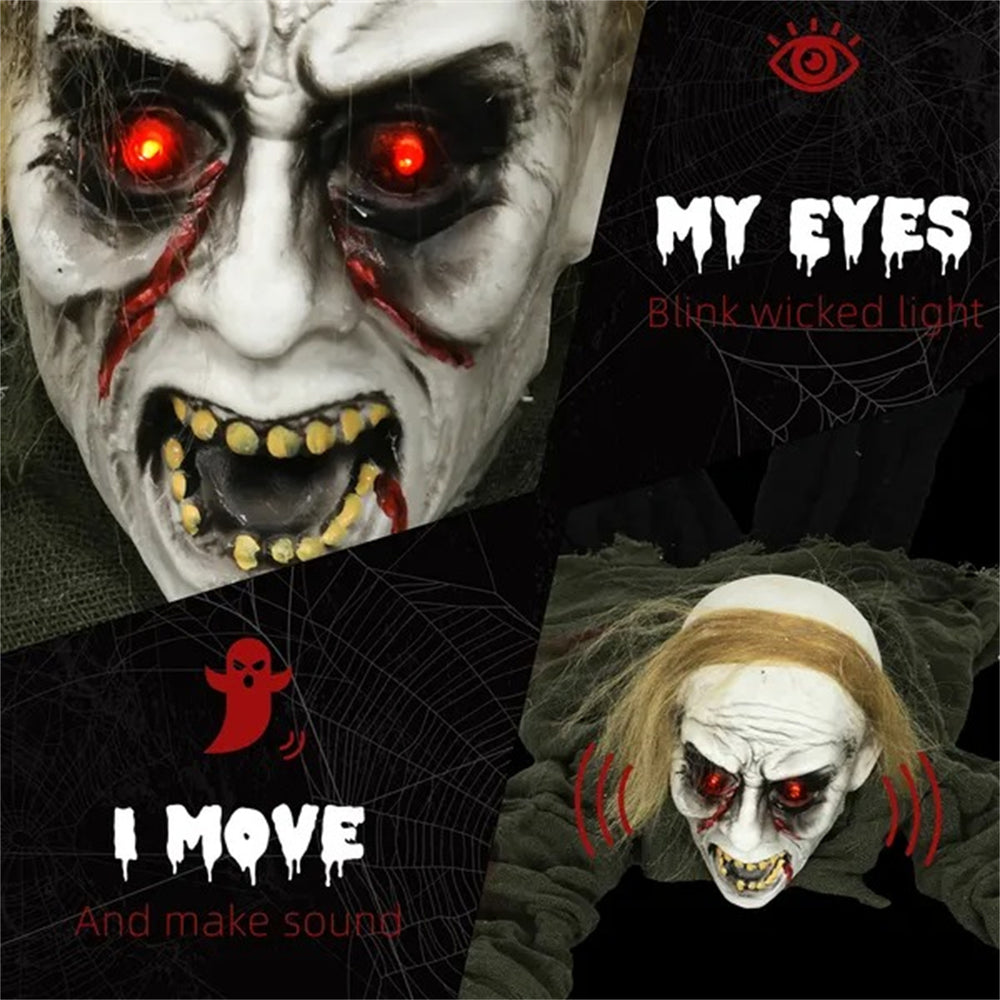 66 Outdoor Halloween Decoration Crawling Zombie, Animated Prop Decor With Sound Activated, Light Up Eyes EX-STOCK Canada 