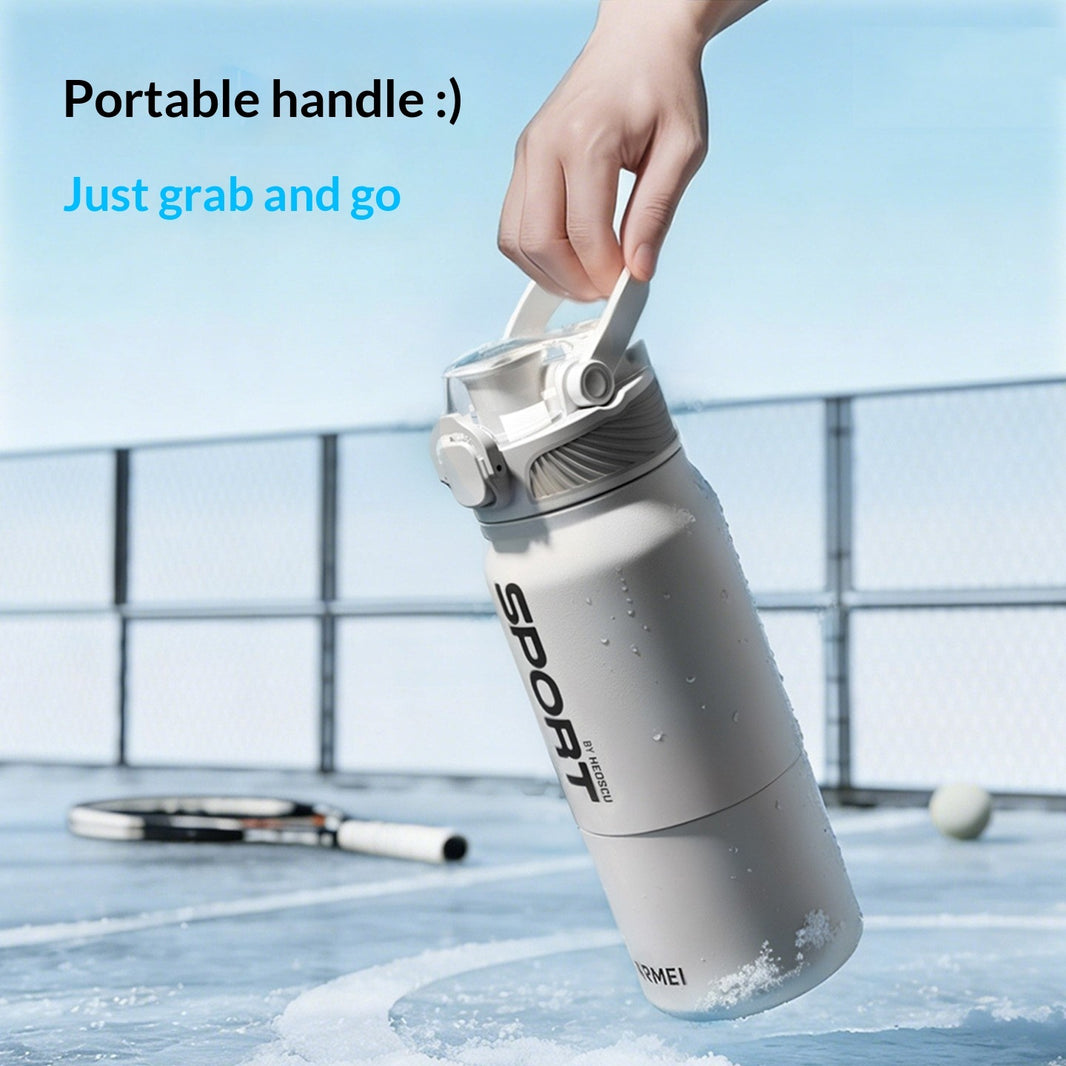 NRMEI Sport Insulated Water Bottle with Detachable Tea Cup | 316 Stainless Steel | 600ml & 800ml