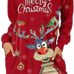 Women's Long-sleeved Christmas Hoodie Sweatshirt Dress Winter - EX-STOCK CANADA