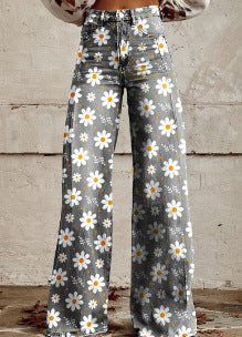 European And American Plus Size Women's Denim Casual Pants 